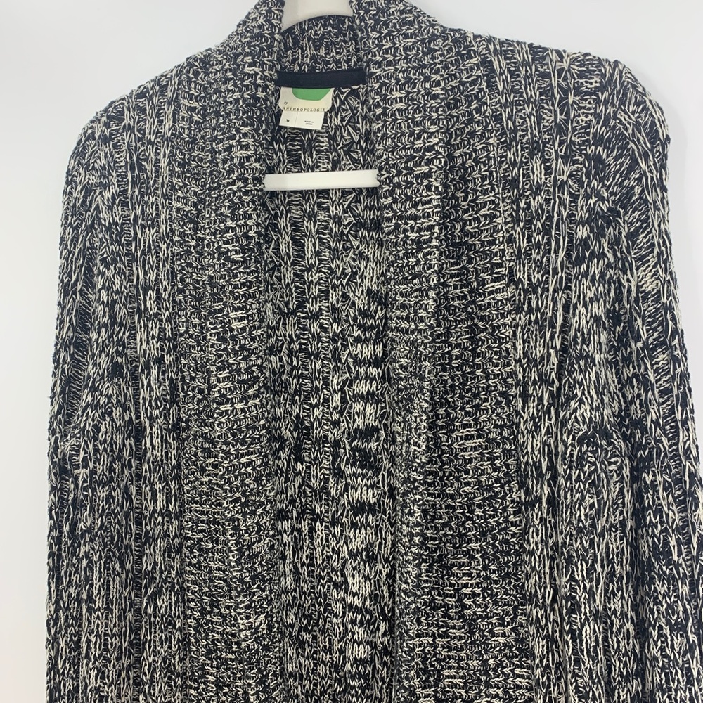 Anthropologie Tehama Marled Black & White Open Front Long Cardigan Sz M - Picture 5 of 14